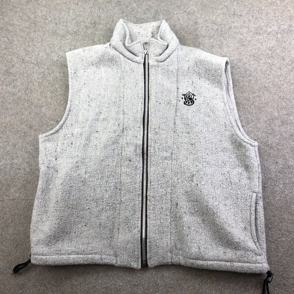 Vintage Smith & Wesson Vest Mens Medium Gray Fleece Embroidered